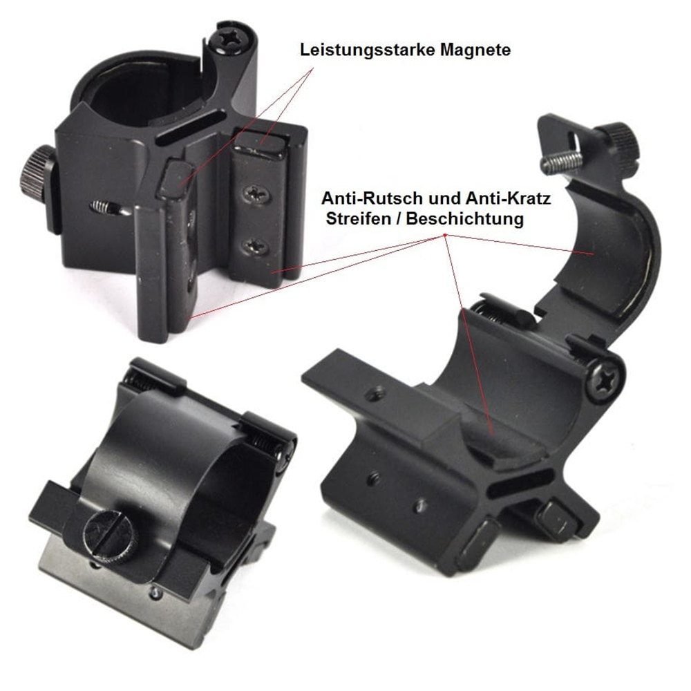 Magnet Lauf-Montage für Taschenlampen mit 24mm-27mm Gehäuse Ø – Bild 3